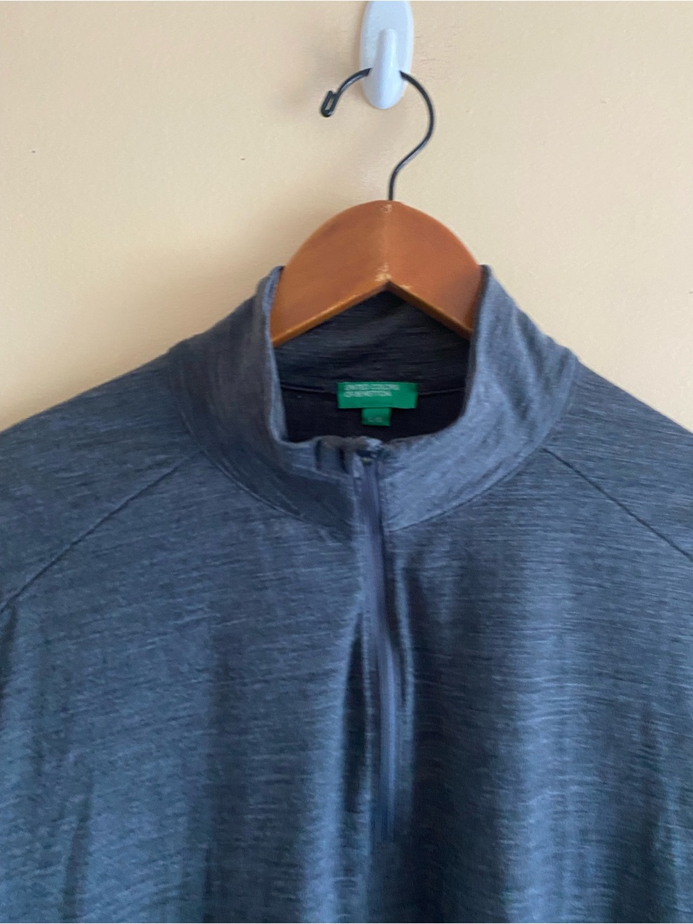 United Colors of Benetton Merino Wool 1/4 Zip Shirts L Lot of 2 - Picture 5 of 15